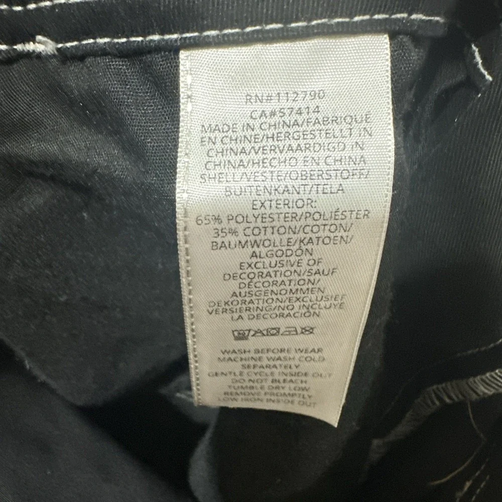 TRUE RELIGION Cargo Pant Sz 34 Horseshoe Outline Graphic Letter Jet Black White
